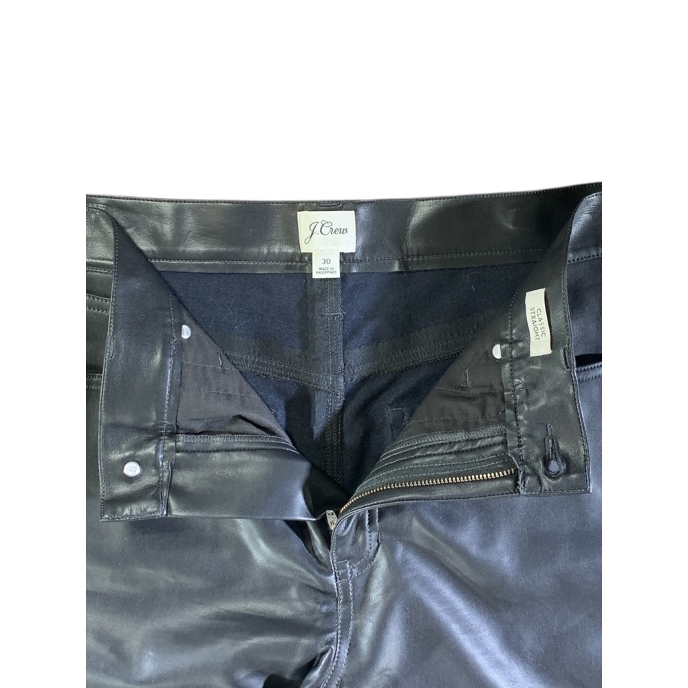 J.Crew Classic Straight Leg Black Faux‎ Leather Pants Women's Size 30 NWOT - Picture 5 of 6